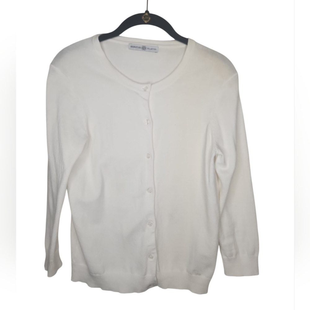 Signature Collection Women's White/Cream Soft Lightweight Cardigan Size SP